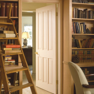 Photo of a medium sized shabby-chic style home office and library in Baltimore with beige walls and carpet.