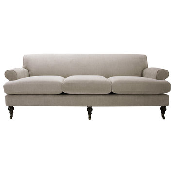 Alana Lawson Three-Cushion Tight Back Sofa, Silver Grey Polyester