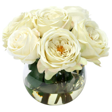 Waterlook® Cream White Roses in Rose Bowl