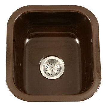 Houzer PCB-1750 ES Porcela  Porcelain Enamel Steel Undermount Bar Sink Espresso
