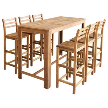 Vidaxl Bar Table and Chair Set 7 Pieces Solid Acacia Wood