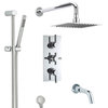 Triple Thermostatic Shower System With Tub Spout, Tec Rail Kit and 8" Fixed Head