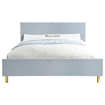 ACME Gaines Eastern King Bed, Gray High Gloss Finish
