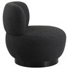 Calais Boucle Fabric Upholstered Accent Chair, Black, Black Oak Veneer Base