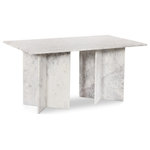 Meridian Furniture - Verona Dining Table, White, 60" W x 36" D - Elevate the look of your space with this handsomely crafted Verona dining table. Made by hand using genuine marble that lasts and lasts for years to come, this table exudes refinement and sophistication. The white marble with light grey veining brings contemporary panache to your room, while the uniquely shaped base instantly draws the eye, making the table a certain showstopper. Pair this table with other items in the Verona collection for a cohesive presentation.