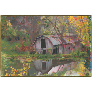 36x24 Peaceful Barn, Framed Artwork, Gold