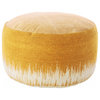 20"  Rustic Yellow Abstract Round Pouf Ottoman