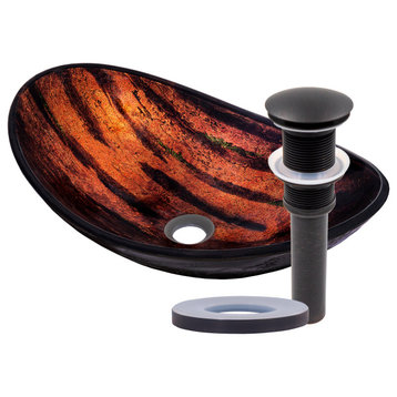 Volle Glass Vessel Sink and Drain, Oil Rubbed Bronze