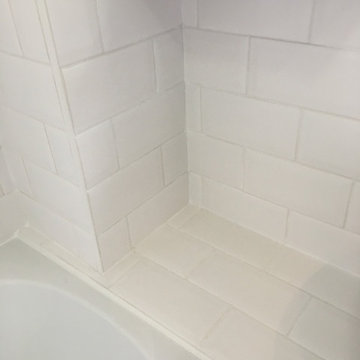 Rejuvenating White Metro Stye Bathroom Tiles in Dorking