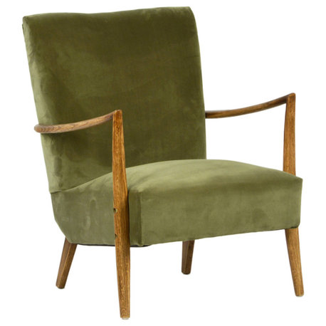 Burlington Polyester Velvet Upholstered Occasional Chair, Olive Green