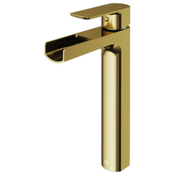 VIGO Amada Vessel Bathroom Faucet, Brushed Nickel, Matte Gold