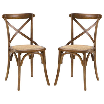 Modway Furniture Gear Dining Side Chair Set of 2 in Walnut -EEI-3481-WAL