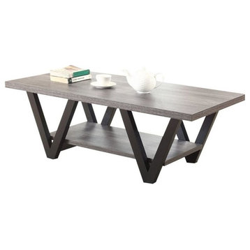 Pemberly Row V Shaped Coffee Table in Gray and Black