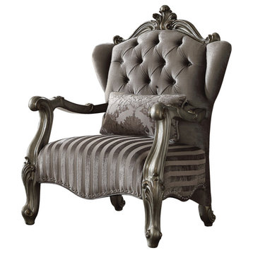 Versailles Chair With 1 Pillow, Velvet and Antique Platinum