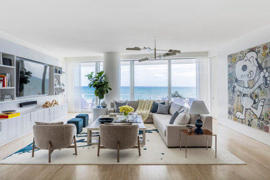 Trendy living room photo in Miami