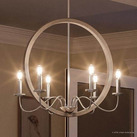 Luxury Modern Farmhouse Chandelier, Dunkirk Series, Brushed Nickel