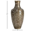 Gold Metal Eclectic Vase, 17 x 8 x 8