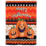 Breeze Decor - Halloween Halloween Trio 2-Sided Vertical Impression House Flag - Size: 28 Inches By 40 Inches - With A 4"Pole Sleeve. All Weather Resistant Pro Guard Polyester Soft to the Touch Material. Designed to Hang Vertically. Double Sided - Reads Correctly on Both Sides. Original Artwork Licensed by Breeze Decor. Eco Friendly Procedures. Proudly Produced in the United States of America. Pole Not Included.