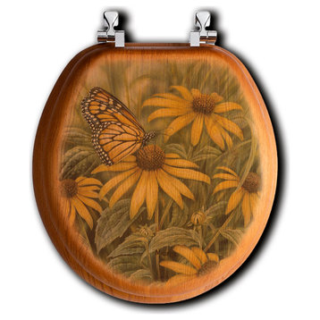 Toilet Seat, Elongated, Monarch Butterfly, Round