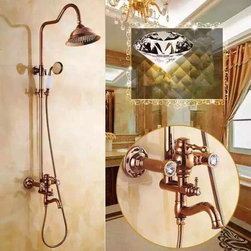 New Luxurious Brass Rose Golden Printed Rainfall Shower Faucet TS1585R - Tub And Shower Faucet Sets