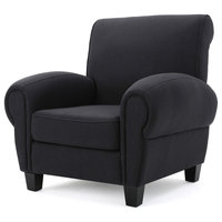 Jaclyn Plush Comfy Fabric Club Chair, Dark Charcoal