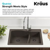 Quarza 33" Drop-In Undermount Granite Composite 60/40 Kitchen Sink, Black