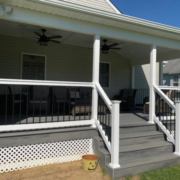 New Deck with Lattice Skirt and Roof Addition