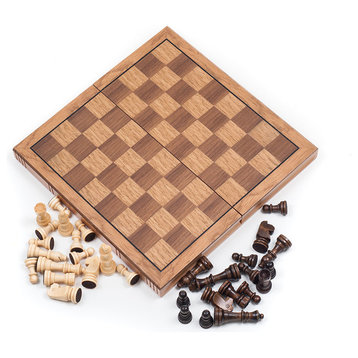 Wooden Book-Style Chess Board with Staunton Chessmen