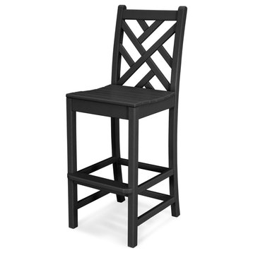 Polywood Chippendale Bar Side Chair, Black