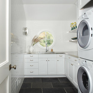 75 Beautiful Slate Floor Laundry Room With Stainless Steel