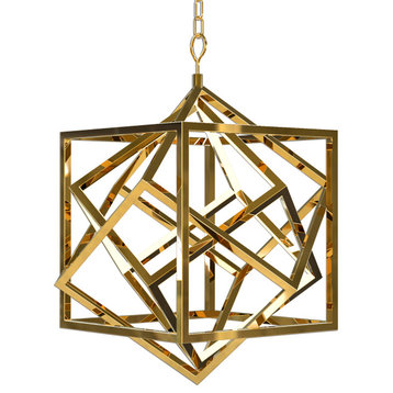 Gold Stainless Steel Geometric LED Light Fixture