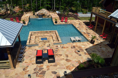 Example of a beach style home design design in Atlanta