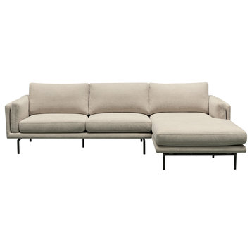 Aurora 2-Piece Stain-Resistant Fabric Sectional, Beige