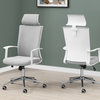 Office Chair, Swivel, Ergonomic, Armrests, Computer Desk, Work, Metal, White