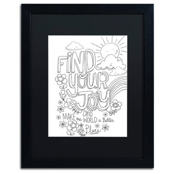 Elizabeth Caldwell 'Find Your Joy' Art, Black Frame, Black Mat, 16x20