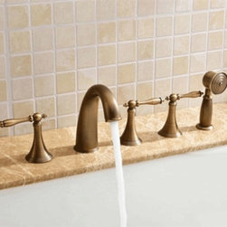 Verde Classical Antique Soild Brass Bathroom Tub Faucet With Handheld Shower - Bathtub Faucets