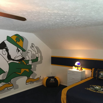 Notre Dame Fighting Irish Themed Murals, painted in a bedroom loft by Tom Taylor
