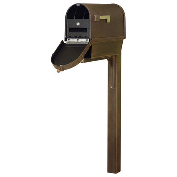 Berkshire Mailbox With Newspaper Tube, Locking Insert and Post, Copper