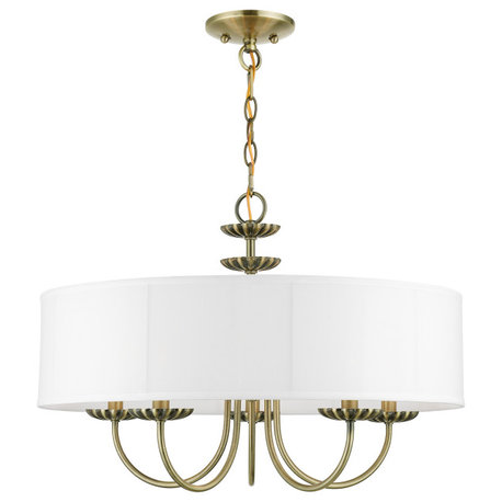 Livex Lighting 5 Light Antique Brass Pendant Chandelier