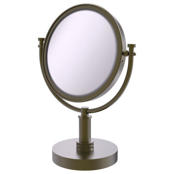 8" Vanity Make-Up Mirror, Antique Brass, 2x Magnification