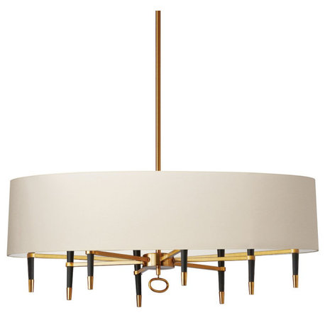 8-Light Incandescent Chandelier, Vintage Bronze With Cream Shade