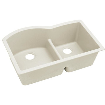 Elkay Quartz Luxe Offset 60/40 Double Bowl Sink with Aqua Divide, Ricotta