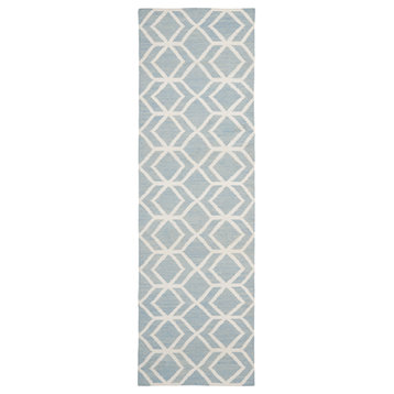 Safavieh Dhurries Collection DHU560 Rug, Blue/Ivory, 2'6"x8'