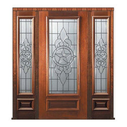 Prehung Sidelights Door 80 Wood Mahogany Brazos 3/4 Lite Glass - Front Doors