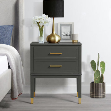 Bruno Night Stand, Dark Charcoal WithPower Port