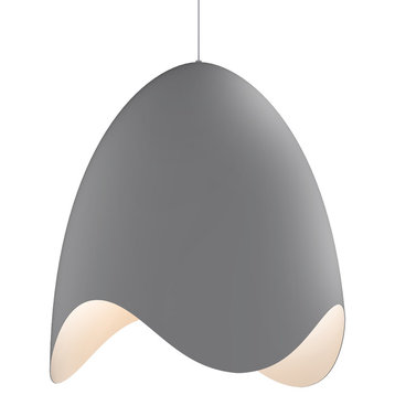 Waveforms Large Bell LED Pendant, Dove Gray Exterior/White Interior