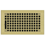 Wholesale Registers - Brass Rockwell Plated Steel Craftsman Floor Register, 6"x10" - Revise your room's look with our beautifully crafted polished brass plated floor registers. These 6" x 10" durable floor vents have a faceplate size of 7 3/8" x 11 3/4". This register should be used in a hole size of 6" x 10". Our rockwell register is a stamped steel form that has a 3mm thick steel faceplate and adjustable steel damper. The steel design and clear lacquer coating over polished brass allows for this air vent to be used as a hot and cold air vent.  Also, with the use of wall clips, it is easy to use this register as a wall register.