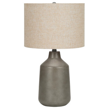 Lighting, 24"H, Table Lamp, Gray Concrete, Beige Shade, Contemporary