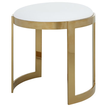 Gold Frame Orion Stool Faux Leather White