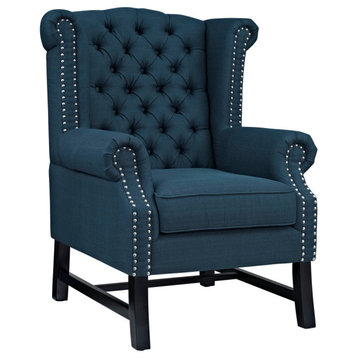 Amara Azure Upholstered Fabric Armchair